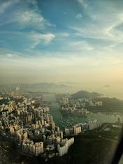 Flying over Hong Kong before landing