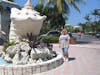 Nancy in front of fountain in the keys