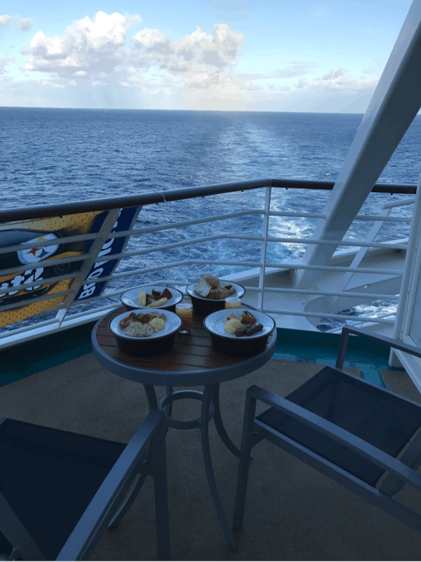 At Sea - Breakfast in the balcony first sea day. 