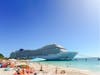 a cruise ship docked at ocean cay marine reserve