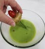 Chef's table: snow pea and matocha soup. Nothing like canned split pea soup. 