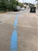 The blue line is literally painted in the middle of the street  