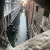 Peering out from inside the Bridge of Sighs in the Doges Palace 