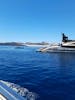 Stunning Santorini with ship in the bay