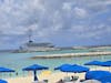 Beach day our ship in the background 