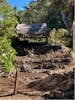 Alone trail to Waimea waterfall- example of historical houses 