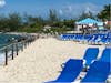 Princess Cay, this is the area for cabanas. There's no beach in front of them, just a rock wall, and you have to walk a distance to get in the water 