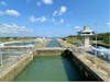 View of new locks from aft of ship