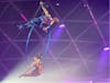 The aerialists in the Skydome performing in "Triboo"