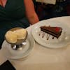 Chocolate cake and vanilla ice cream 