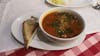 Minestrone soup served in italian restaurant. 