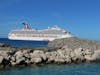 Looking at the ship on the tender to Half Moon Cay