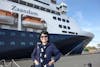 Wife in front of Zaandam in Victoria, B.C.