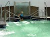 Entering the warm water of the Thalassasotheraphy pool.  