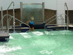 Entering the warm water of the Thalassasotheraphy pool.  