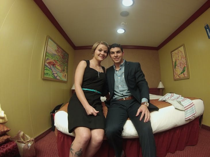 My girlfriend and I in the Cloud 9 spa interior stateroom. - Carnival Dream