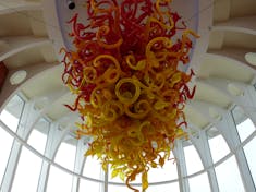 A Chihuly chandelier stunner outside the Reflections disco/party room. 