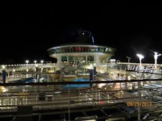Looking down onto the Lido Deck at night