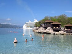 Labadee (Cruise Line Private Island) - Freedom of the Seas docked in Labadee - from private cabana over the water