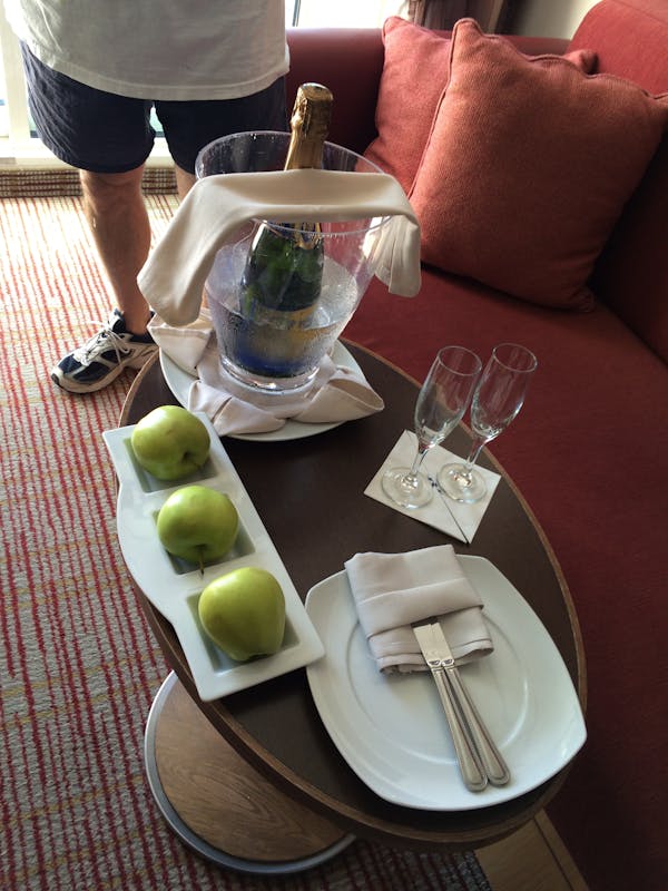 Upon arrival Champagne and Apples...fruit everyday! - Celebrity Solstice