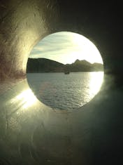 The view from our porthole window at Cabo.