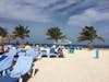 Beautiful Coco Cay. The ship out at sea. 