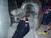 Sliding down the ice slide at Magic Ice ice bar.