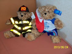 Our "build a bear" bears we did for our grandsons.