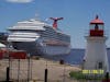 Our ship and a lighthouse.