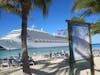 Carnival Conquest from beach in Grand Turk