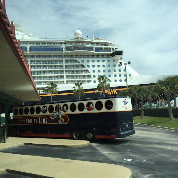 Motorcoach outside ship - Disney Dream