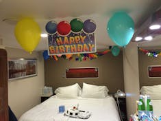 Cabin decorated with "Birthday Package"