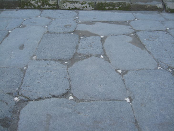 Naples, Italy - Pompeii--white stones marked streets for moonlight or torches