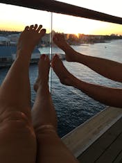 Nassau, Bahamas - Our feet on balcony