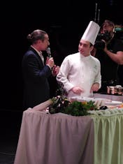 Stellario Minutolo, chef at cooking demo in theatre