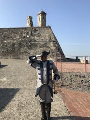Cartagena, Colombia -  Trumpet player up on the Fort