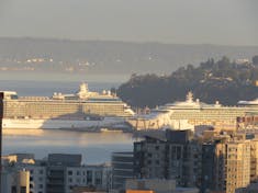 view of ships from hotel room