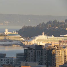 view of ships from hotel room