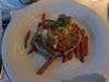 Crab and tilapia cake with sweet potato fries