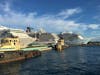 Ships docked viewed from excursion boat.