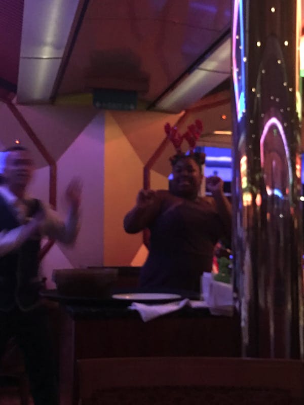 Staff Dancing with teen age granddaughter - Carnival Glory