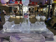 Ice sculpture for the Super Bowl in the boardwalk.