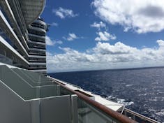 View from 9250 extended balcony, looking towards front of ship