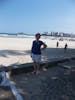 Santos, Brazil beach and city in the back view.