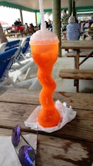 Princess Cays (Cruise Line Private Island) - frozen drink, Miami Vice in a souvenir cup...yummy