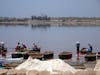 Pink Lake of Retba - harvesting salt from the river