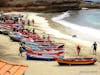 Fishing boats in the bay & beach in Tarrafal