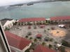 Overview from ship of shopping area at the port