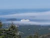 Adventure of the Seas floating in the mist.  Taken from the top of Cadillac Mountain.