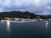 view of Amber Cove after sunset and lights coming on